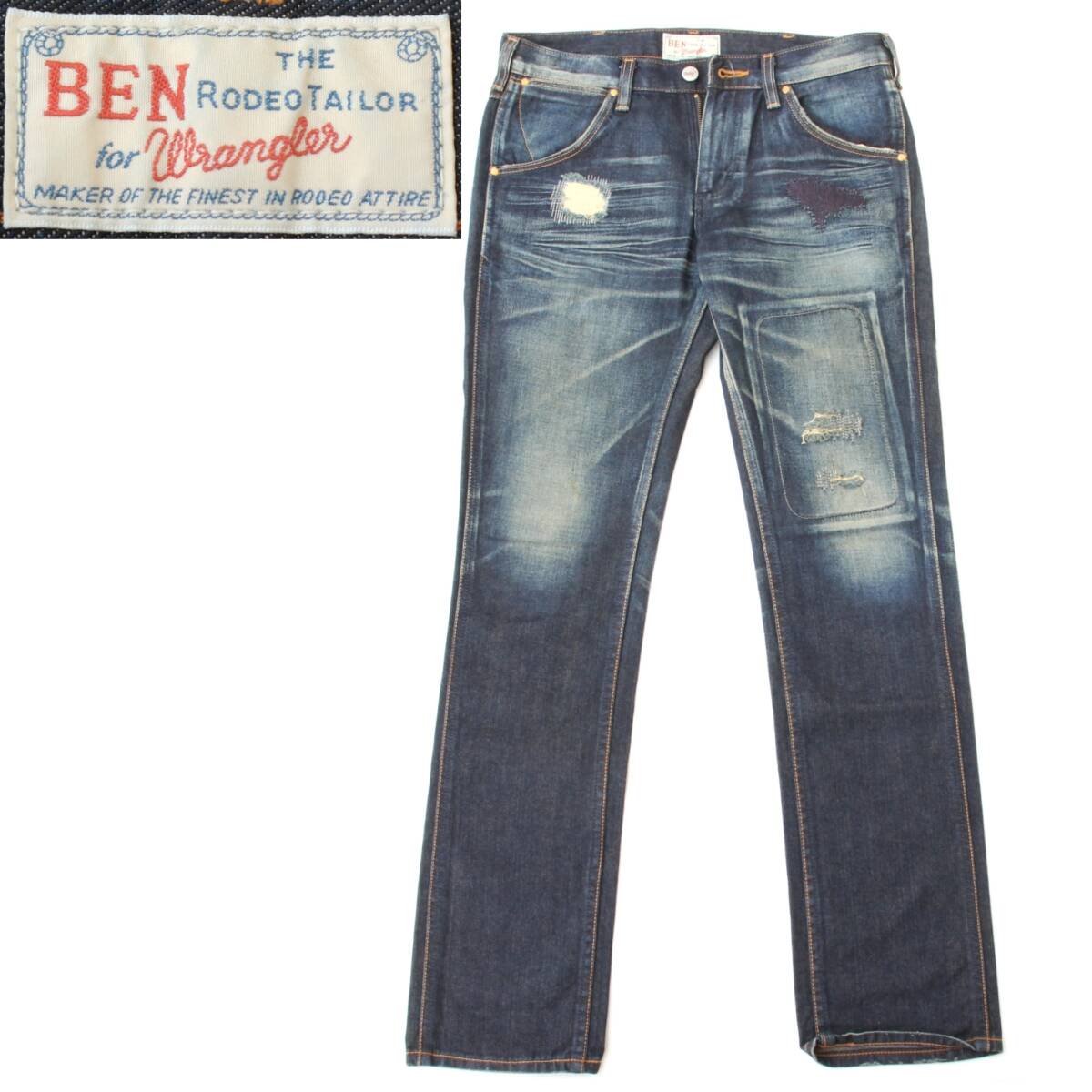 (2A215)美品WranglerラングラーBIGIメンズ・ビギ別注ジーンズW29(BEN THE RODEO TAILORリペア加工S0012ヴィンテージ復刻スリム ローライズ)拍卖