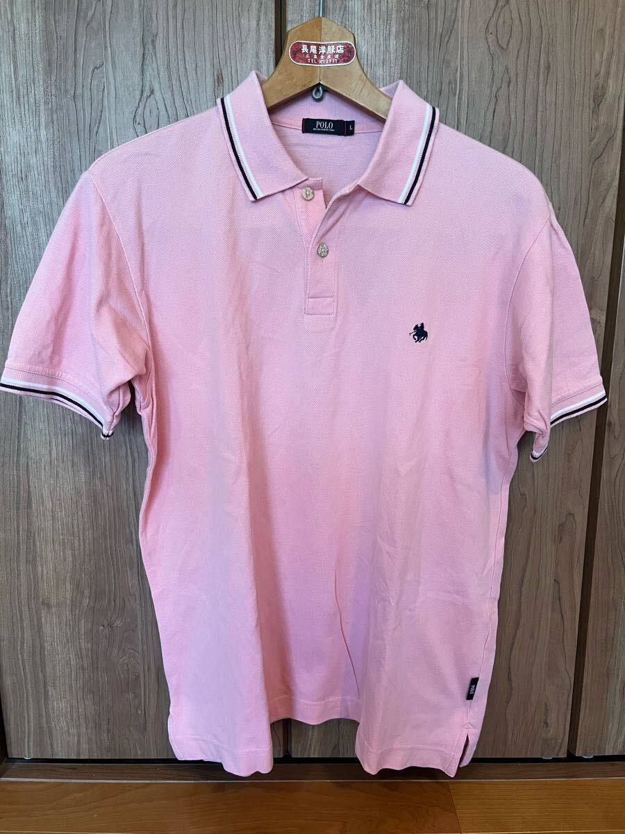 POLO ポロ ポロシャツ Lサイズ ピンク ネイビー ワンポイント拍卖