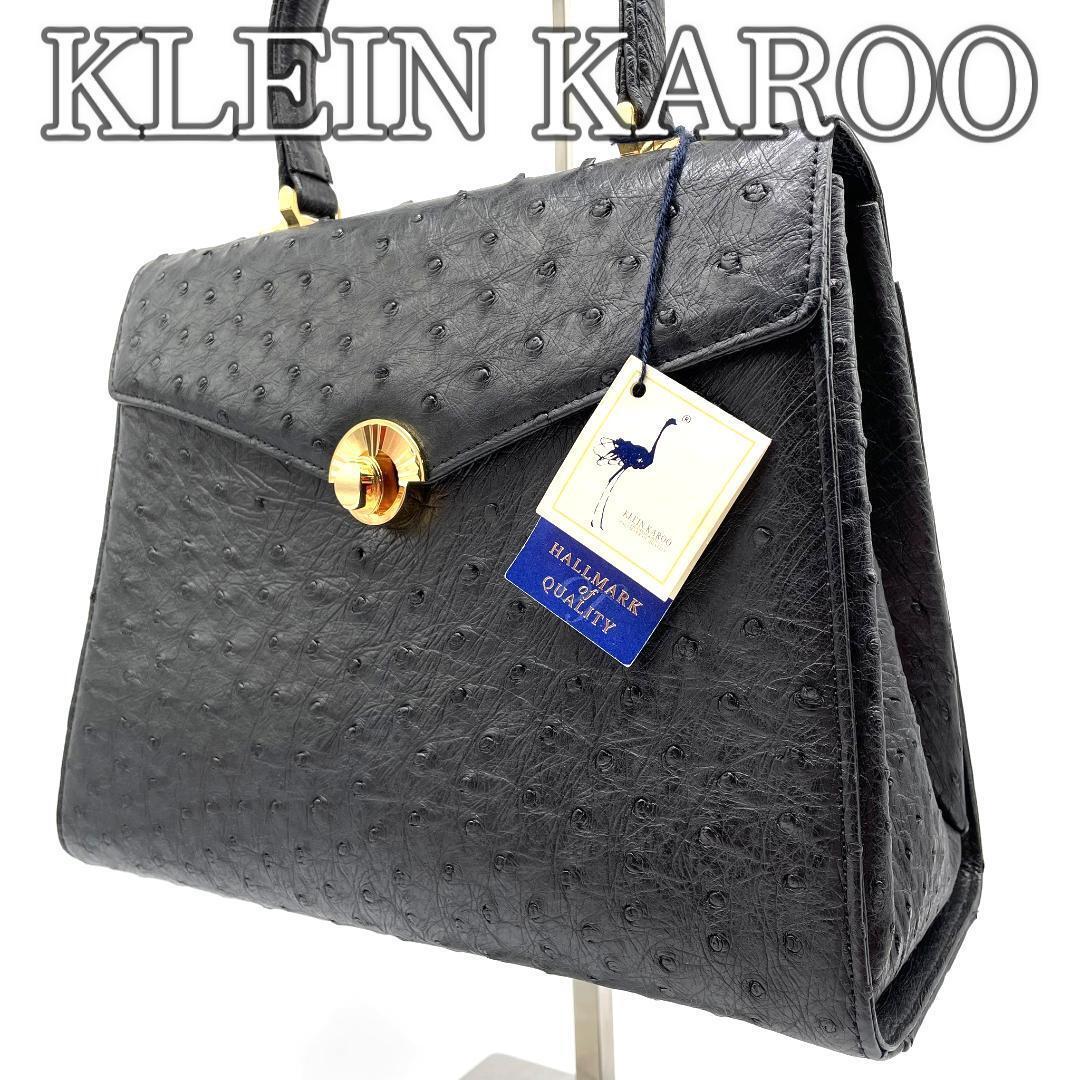 【美品】クラインカルー オーストリッチ ハンドバッグ ブラック ダチョウ拍卖