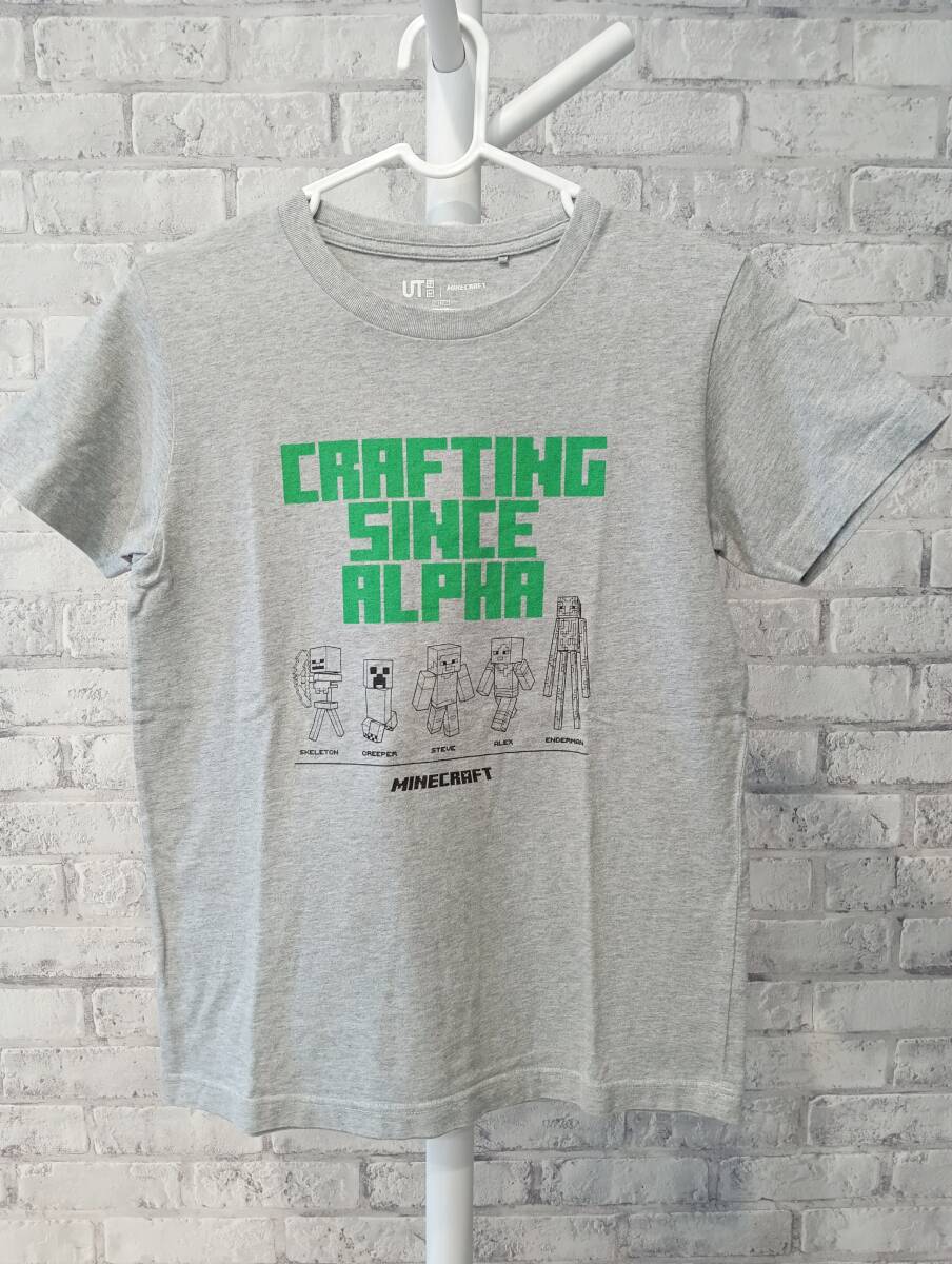 150 ユニクロ マイクラ クリーパー スティーブ エンダーマン 半袖  Tシャツ 綿 グレー拍卖