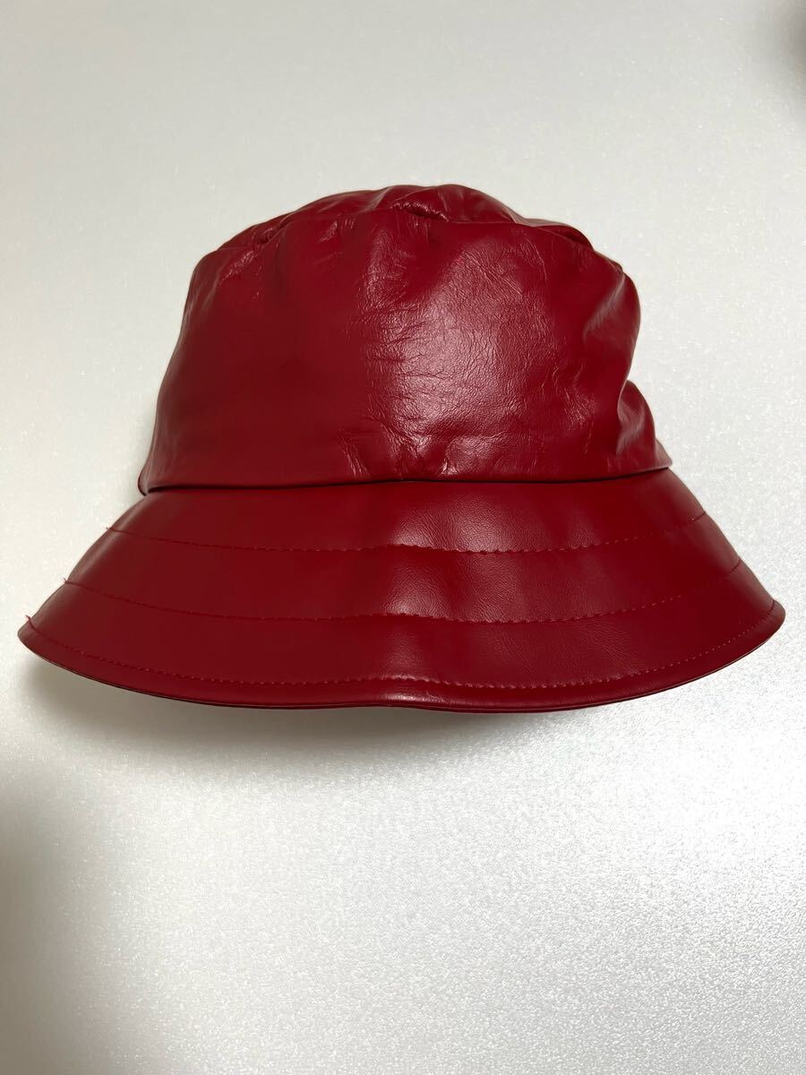 90s デッドストック NEW YORK WINNER LEATHER HAT レザー ハット MADE IN USA ニューヨーク ウィナー USA製 レッド 本革 帽子 レッド拍卖