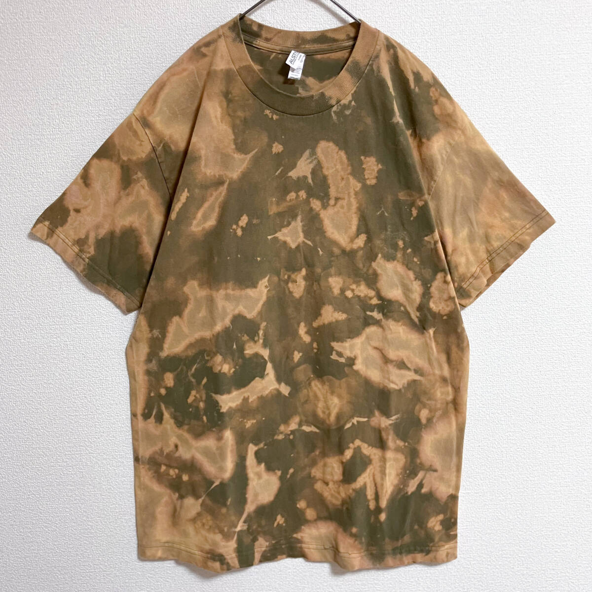 ALSTYLE タイダイ柄 半袖Tシャツ Lサイズ ブリーチ カーキ系 ベージュ拍卖
