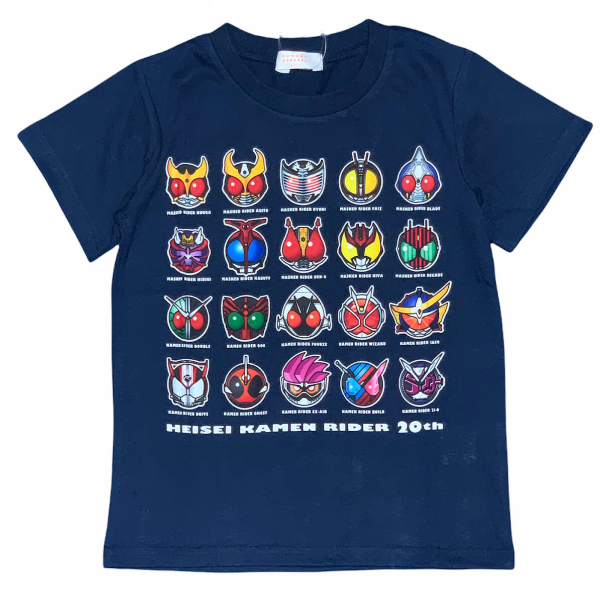 仮面ライダー 平成プレミアムTシャツ 平成仮面ライダー20周年記念 半袖Tシャツ ネイビー 110cm 子供 キッズ拍卖