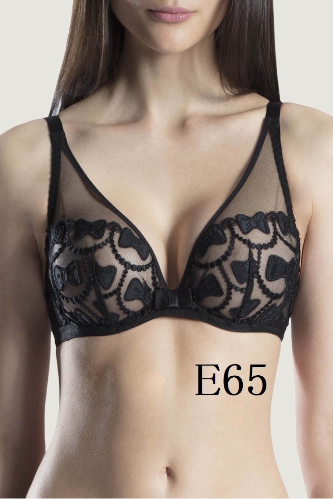 E65☆Aubade オーバドゥ THE BOW 高級フランストライアルブラ 黒 一枚レース拍卖