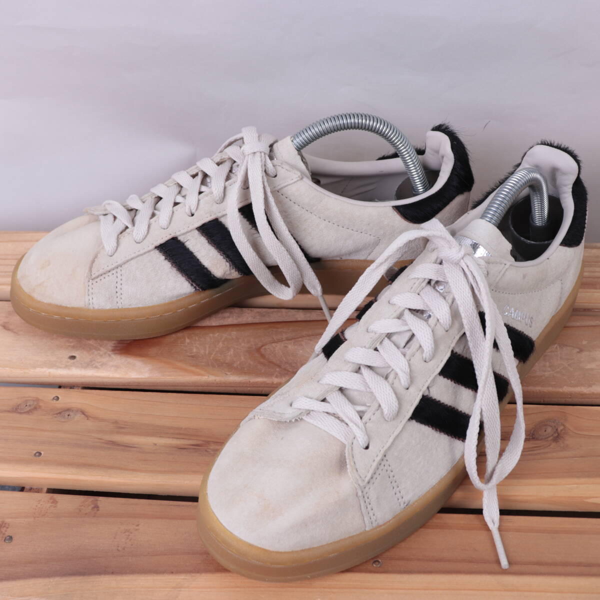 z9989 アディダス キャンパス US8 26.0cm/ベージュ 黒 adidas CAMPUS メンズ スニーカー 中古拍卖