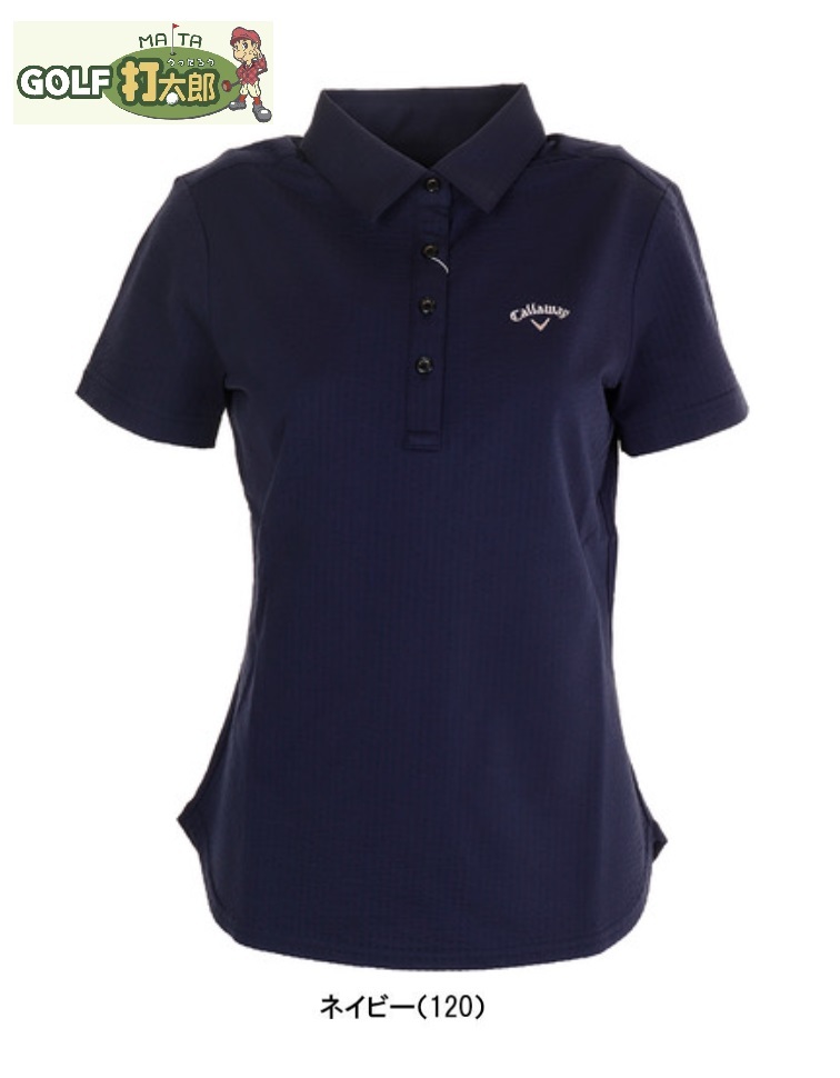 送料無料 訳あり! キャロウェイ 【Callaway】レディース 半袖 ボタン シャツ 241-0134804 S ネイビー 【2288】拍卖
