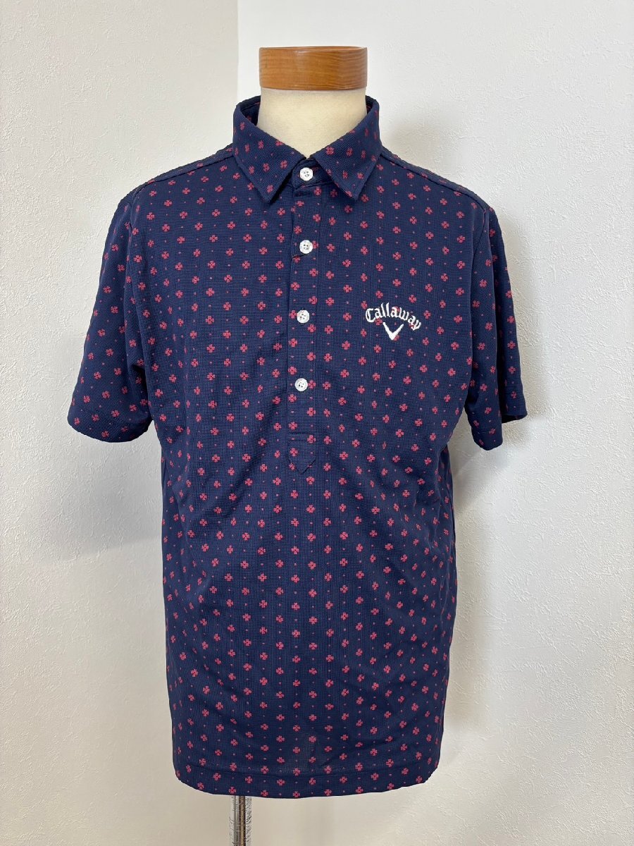 送料無料 キャロウェイ 【Callaway】 メンズ ドットプリント 半袖 シャツ 241-9257501 M ネイビー 【2667】拍卖