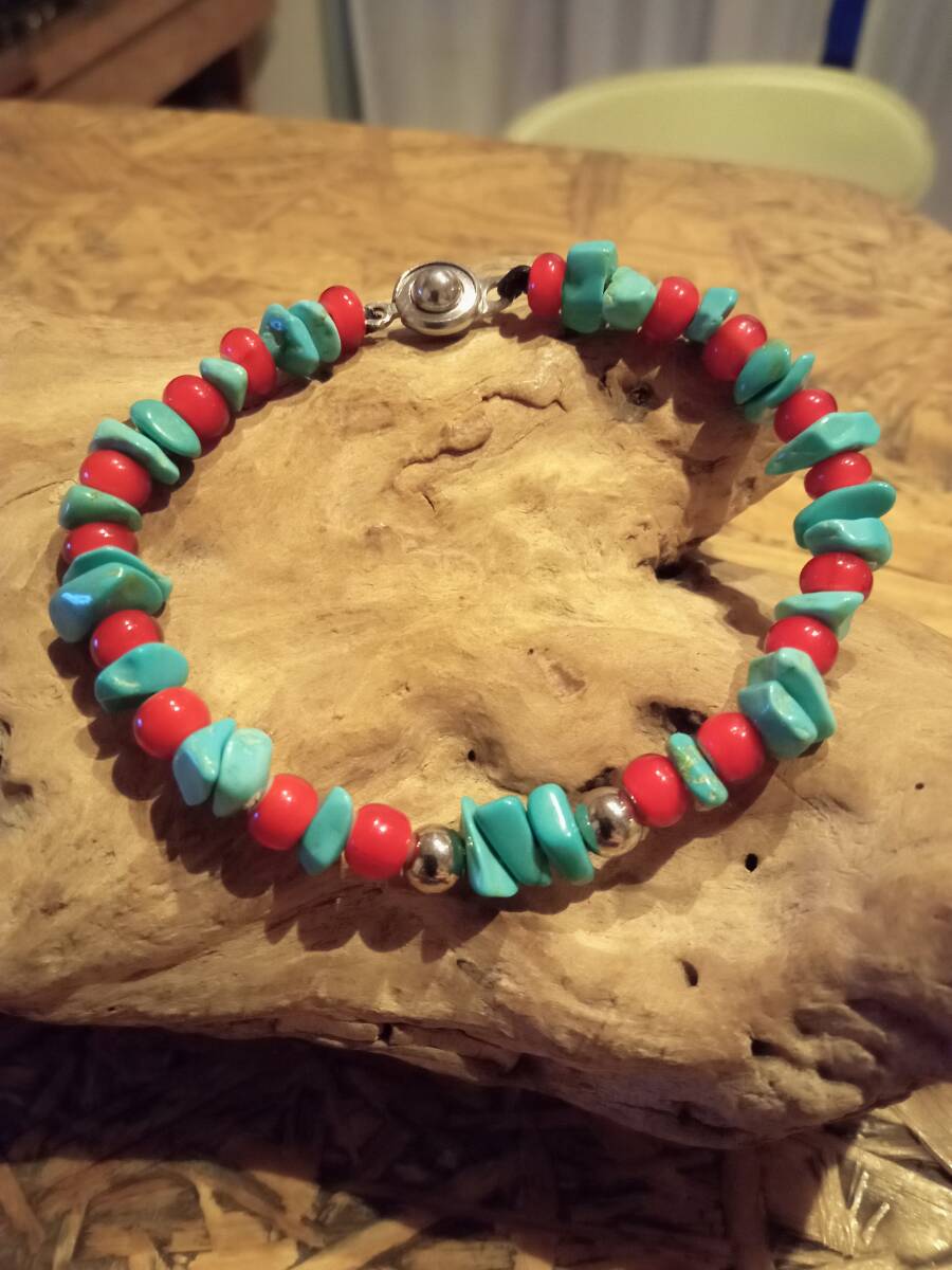 ホワイトハーツ,ガラスビーズ,ターコイズ,コンビネーション,ブレスレット,ブレス,ネイティブアメリカン拍卖
