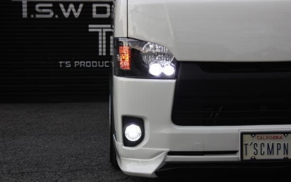 ● ハイエース 200系 4型-7型 ハロゲン車用 H4 4型純正タイプ LEDヘッドライト マットブラックインナー S-GL DX ワゴンGL グランドキャビン拍卖