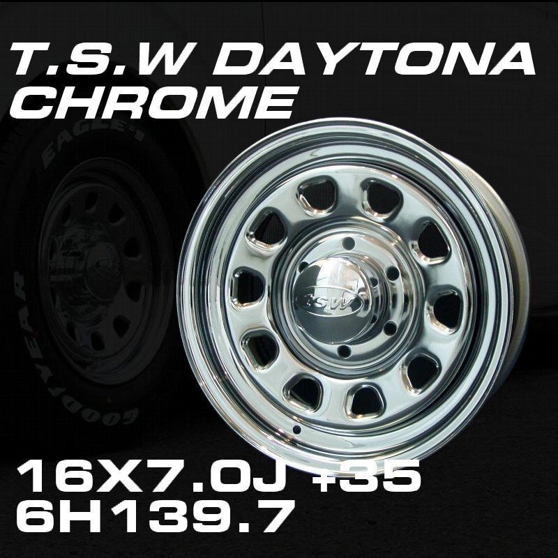▼ 特価 TSW デイトナ DAYTONA クローム 16×7J+35 6穴139.7 16インチ ホイール 4本セット 200系 ハイエース HIACE拍卖