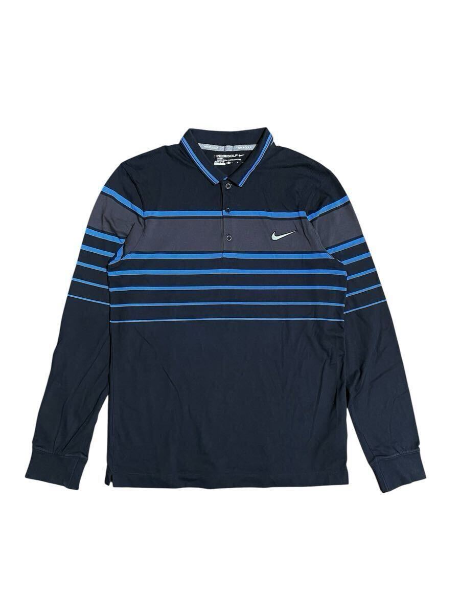 ナイキ ゴルフ NIKE GOLF 長袖 ポロシャツ 長袖ポロシャツ トップス ボーダー DRI-FIT スポーツ トレーニング ロゴ刺繍 Lサイズ ム1282拍卖