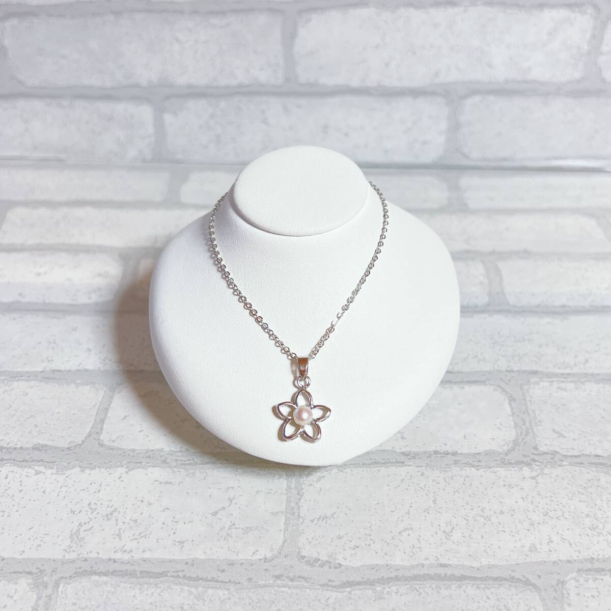 ネックレス シルバー silver パール フラワー 1粒 花 アンティーク ヴィンテージ EL-0402拍卖