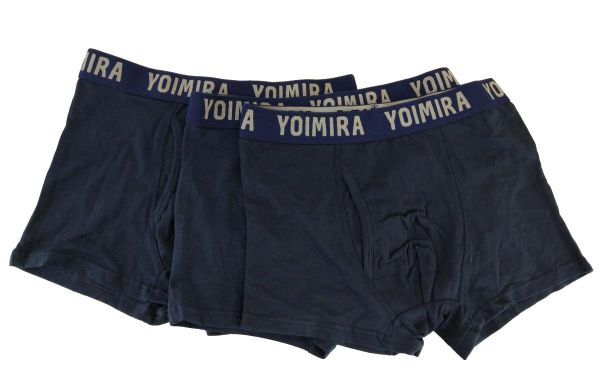 SI1771◆ 新品 メンズ ボクサーパンツ ウエストロゴ有り 前開き フロントマチ付き 3枚組 Mサイズ ネイビー 送料 450円拍卖