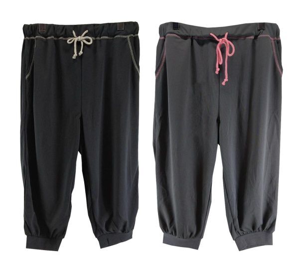 SI6974■ 新品 吸汗速乾 ジャージゆったり 2色セット ウエストゴム ウエスト紐有り LL~ 3Lサイズ ブラック チャコール拍卖