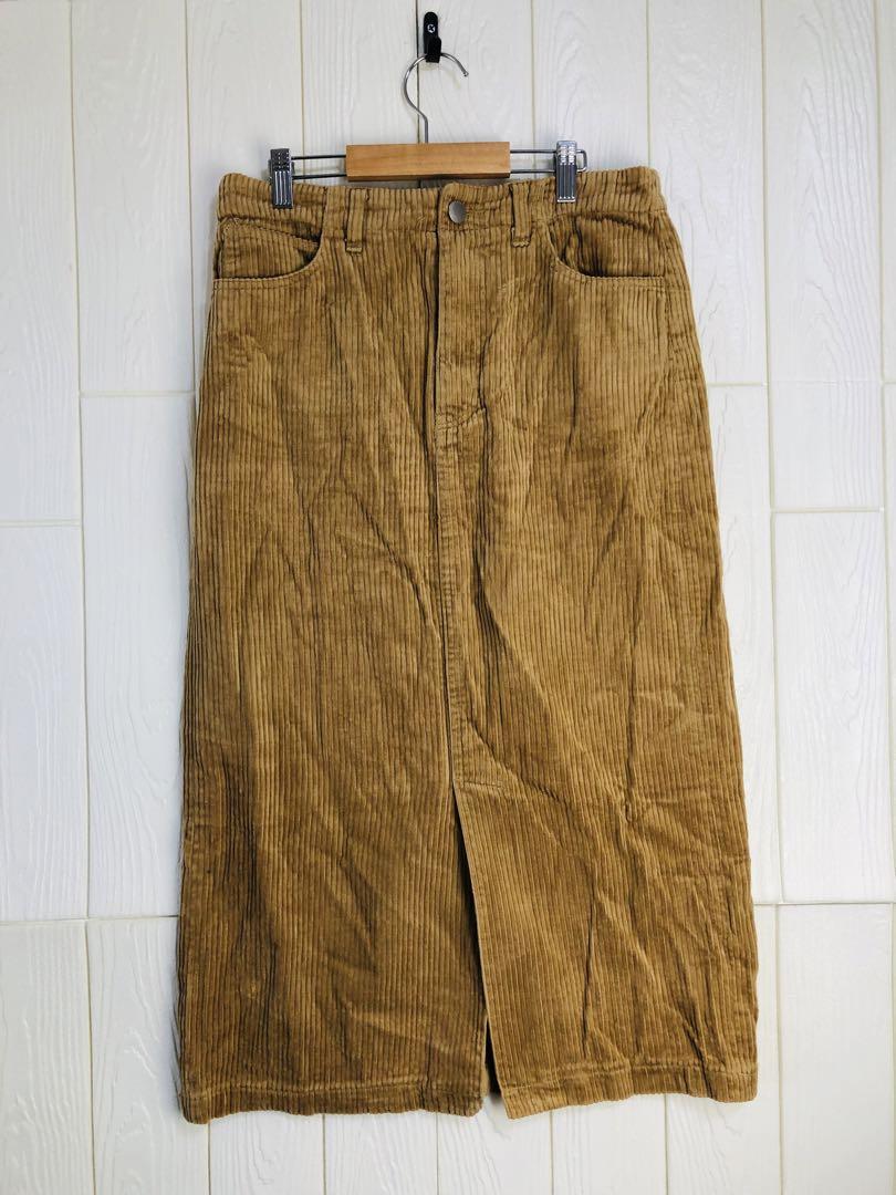 LOWRYS FARM ベージュ コーデュロイ タイトスカート Lサイズ拍卖