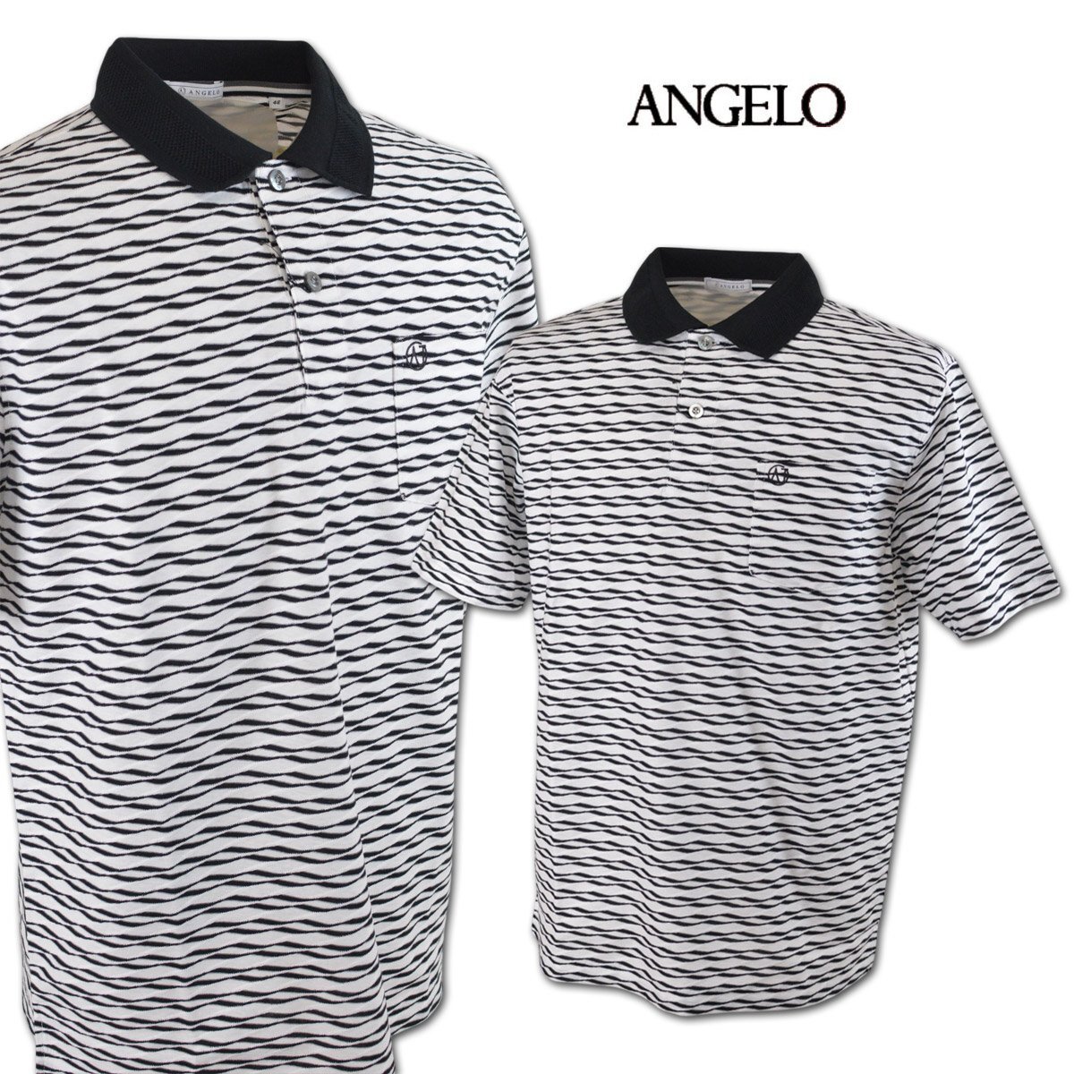 30%OFF【アンジェロ】メンズ 半袖ポロシャツ LL(50) 白×黒 51-2803-04-03 ANGELO カジュアル ゴルフ おしゃれ 大きいサイズ 高級 @拍卖