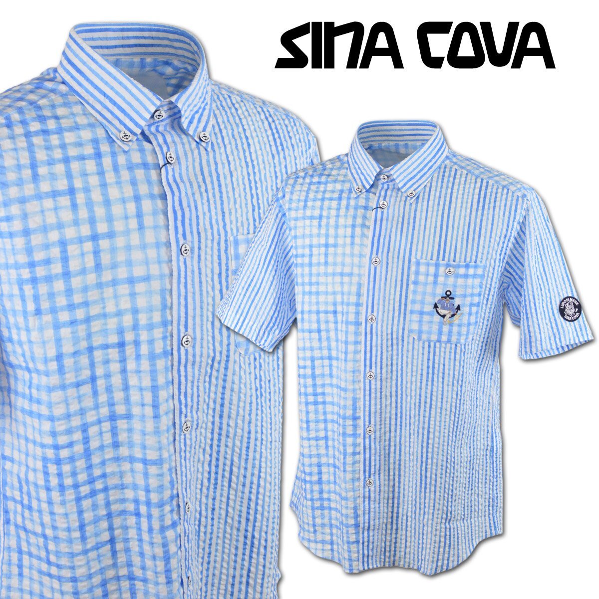 30%OFF【シナコバ】メンズ 半袖シャツ 青 L 25124510-920 SINACOVA カジュアル ボタンダウン 上質 日本製 おしゃれ @拍卖