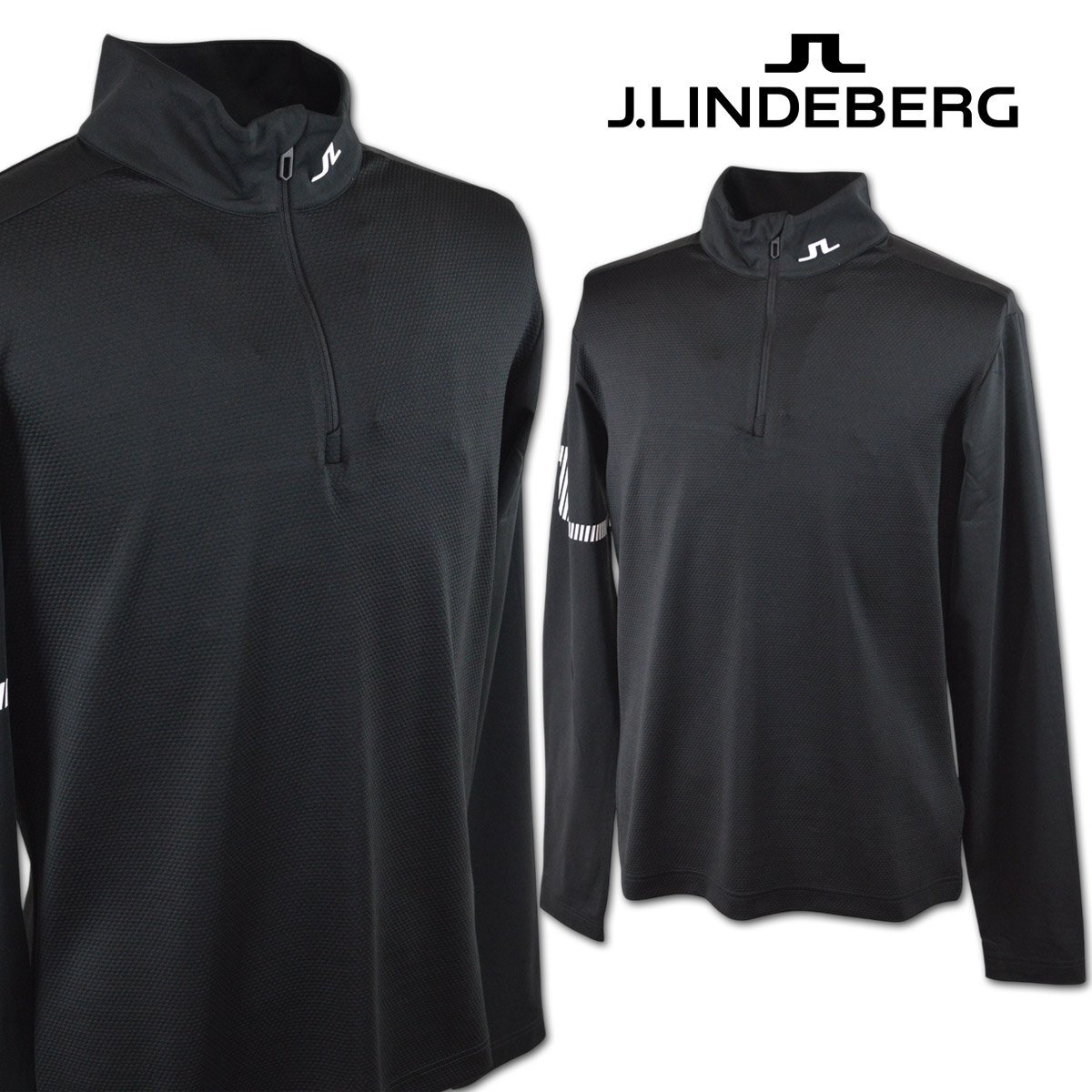 30%OFF【J.リンドバーグ】メンズ 長袖ハーフジップシャツ 黒 46(M) 071-33213-19 J.LINDEBERG ゴルフ おしゃれ かっこいい @拍卖