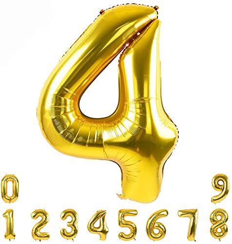 数字 バルーン 40インチ 大きい バースデーバルーン数字4 ナンバーバルーン 誕生日 風船 バースデー 飾り アルミ風拍卖