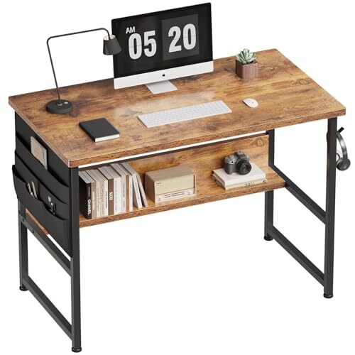 YeTom 机 pcデスク ラック付きデスク パソコンデスク つくえ 幅100cm×奥行50cm 収納袋付き 勉強机 デ拍卖