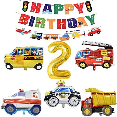 誕生日 飾り付け シンプル パーティー セット 大きな 3D車バルーンセット Happy Birthdayバースデーバナ拍卖