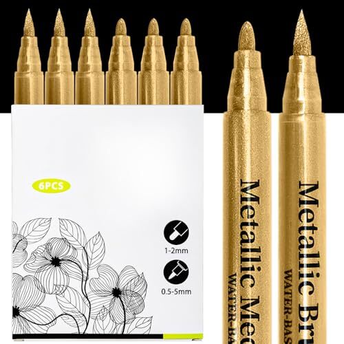 金色 ペン ゴールドマーカーペン 2種類のペン先 耐水インク/速乾/0.5~5mm線幅 アクリル白筆ペン 名前ペン タイ拍卖