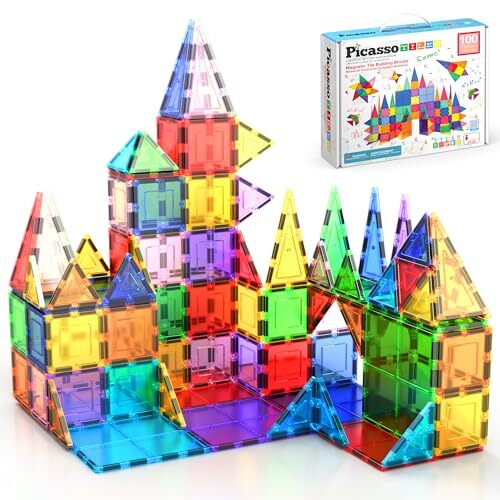 PicassoTiles 100 Piece Set 100pcs Magnet Building Tiles Clea拍卖