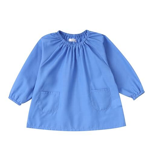 JACKIE&YORK スモック 長袖 幼稚園 保育園 子供 プレイウエア 遊び着 (無地サックス100~110cm)拍卖