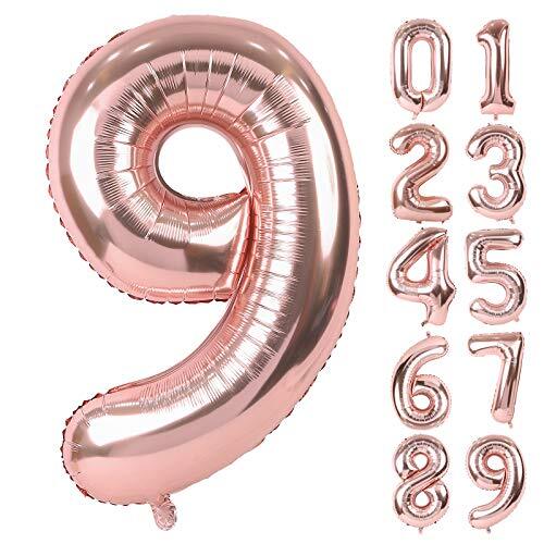 Lausatek バルーン アルミ風船 数字9 ナンバー 40インチ 大きい 誕生日 ハッピーバースデー 飾り付け 記念拍卖