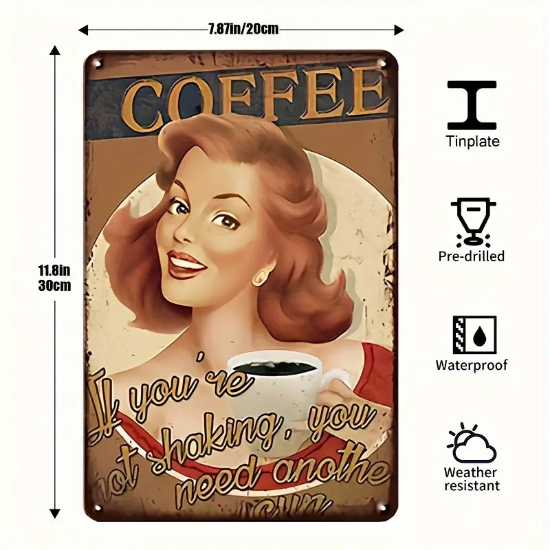 New最安値・6枚セットでお買い得・コーヒーショップカフェ60年代・ビンテージ レトロ、ブリキ看板l拍卖