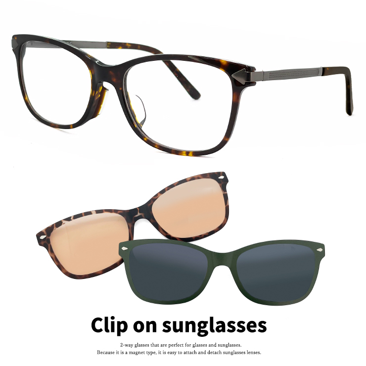 新品 クリップオン サングラス メガネ 3132-62 軽量 ウェリントン フレーム マグネット式 偏光レンズ 偏光サングラス拍卖