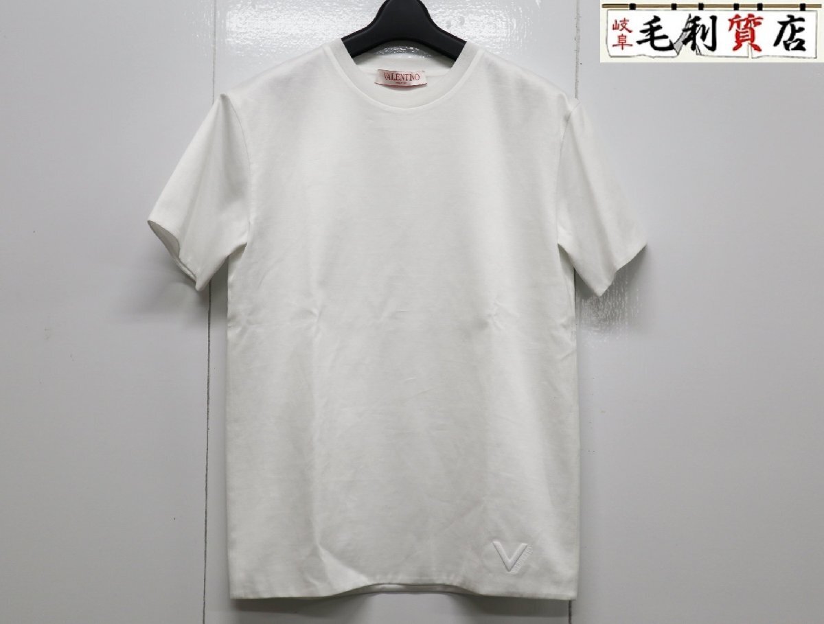 ヴァレンティノ VALENTINO Vロゴ刺繍 Tシャツ 4B0MG23F8LN サイズXXS ホワイト コットン レディース 【中古】半袖Tシャツ拍卖