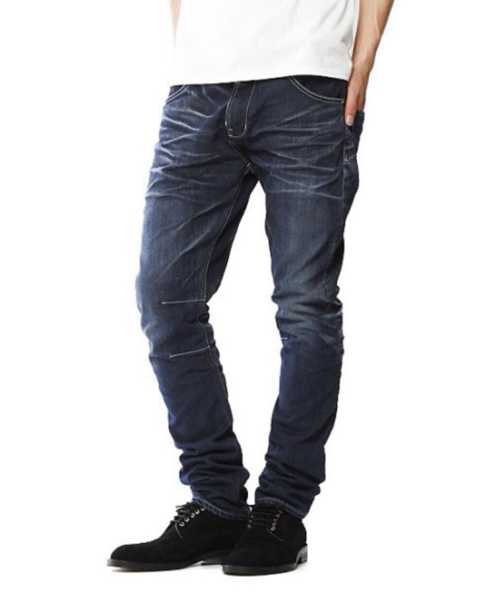 新品未使用VJP3045 w34日本製Made in Japan【VANQUISHクールマックス テーパードスリムロークロッチデニム】濃加工色ジーパンジーンズ紳士拍卖