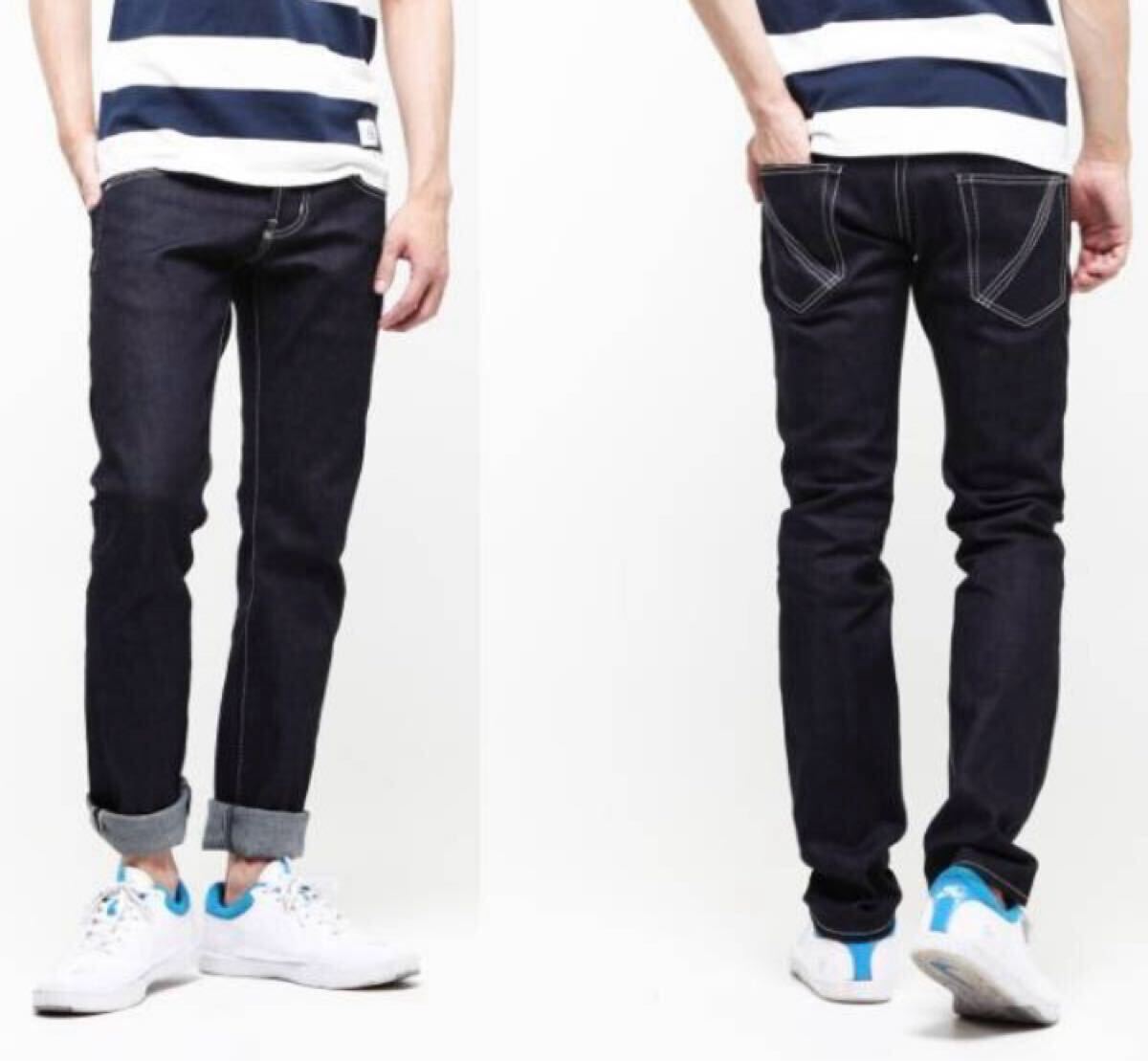 新品未使用VJP2111 w34日本製Made in Japan【VANQUISH ストレッチセルビッチノンウォッシュタイトフィットストレート】 ジーンズ 紳士拍卖