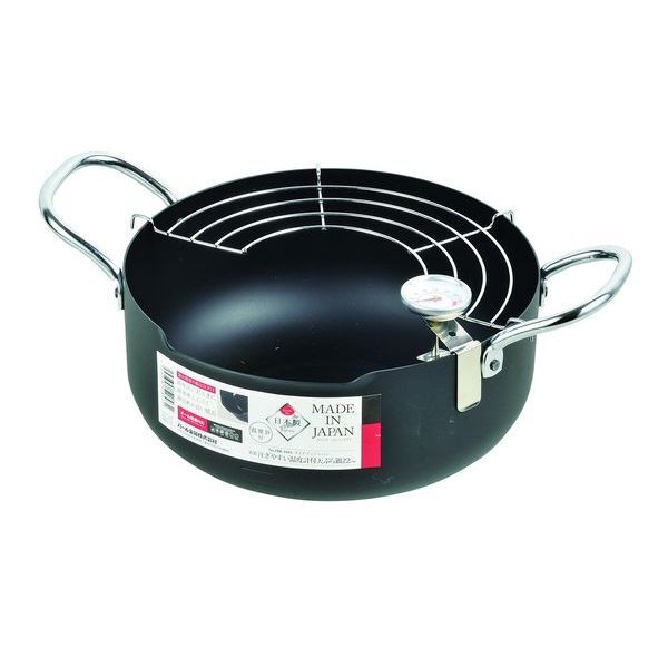 メイドインジャパン鉄製注ぎやすい温度計付天ぷら鍋22cm拍卖