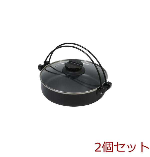 おうち御膳 ふっ素加工IH対応ガラス蓋付すきやき鍋16cm 2個セット拍卖
