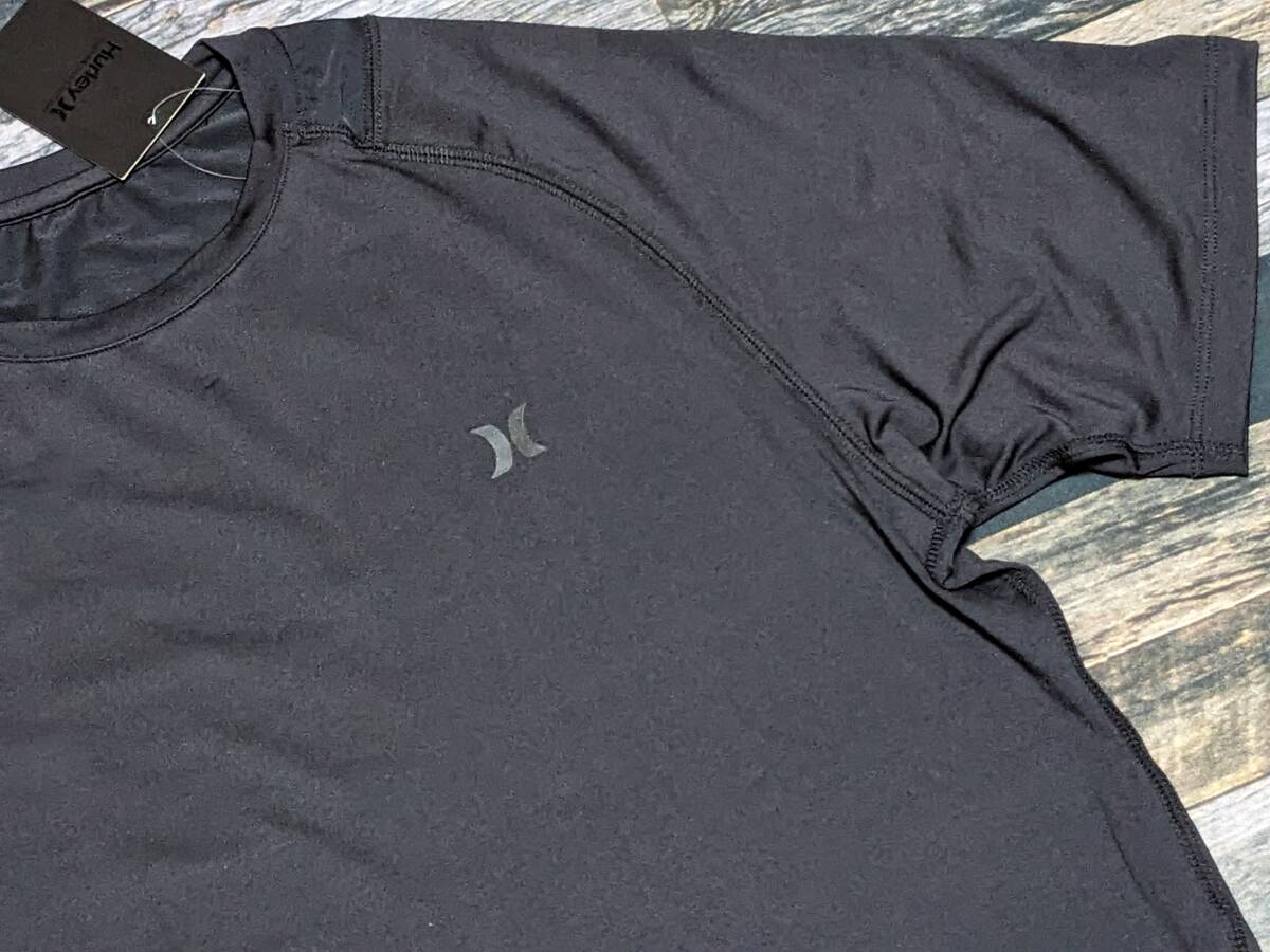 大きめ:L Hurley 極上ストレッチ トレーニング SS トップ XL相当 検 背面メッシュパネル Tシャツ ラッシュガード ハーレー 黒/ブラック拍卖