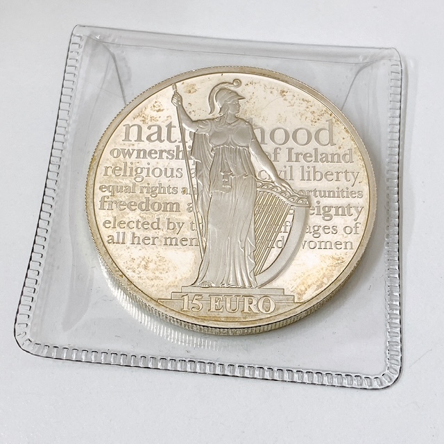 希少 銀貨 アイルランド 15ユーロ ヒベルニア SV925 重量約28.2g 現状品 外国硬貨拍卖