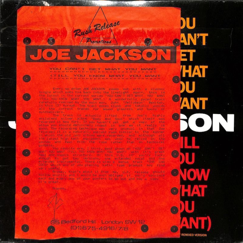 251104 JOE JACKSON / You Can't Get What You Want / Cha Cha Loco(12)拍卖