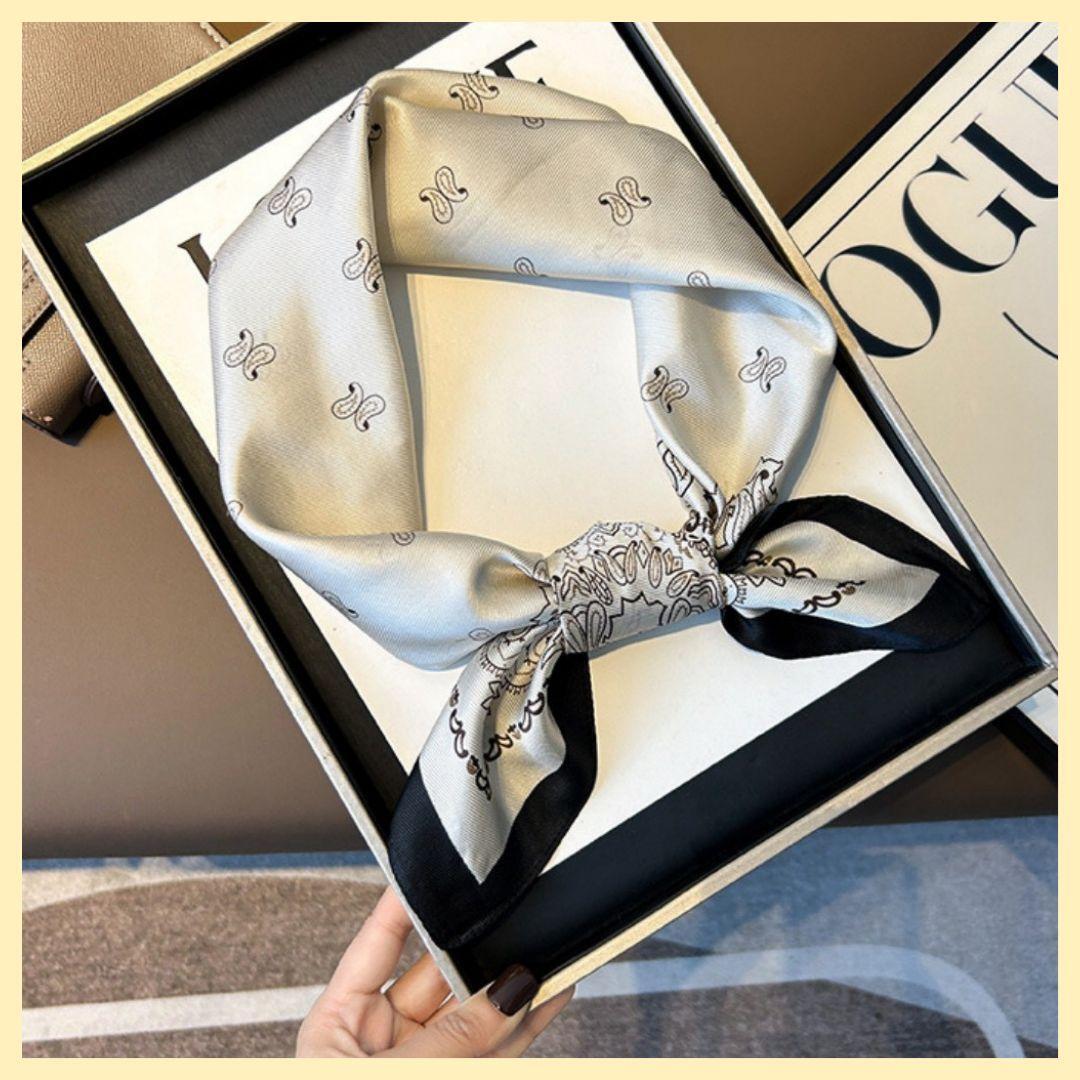 スカーフ 大判 レトロ クラシック シルク調 上品 バンダナ 鞄 アクセント拍卖