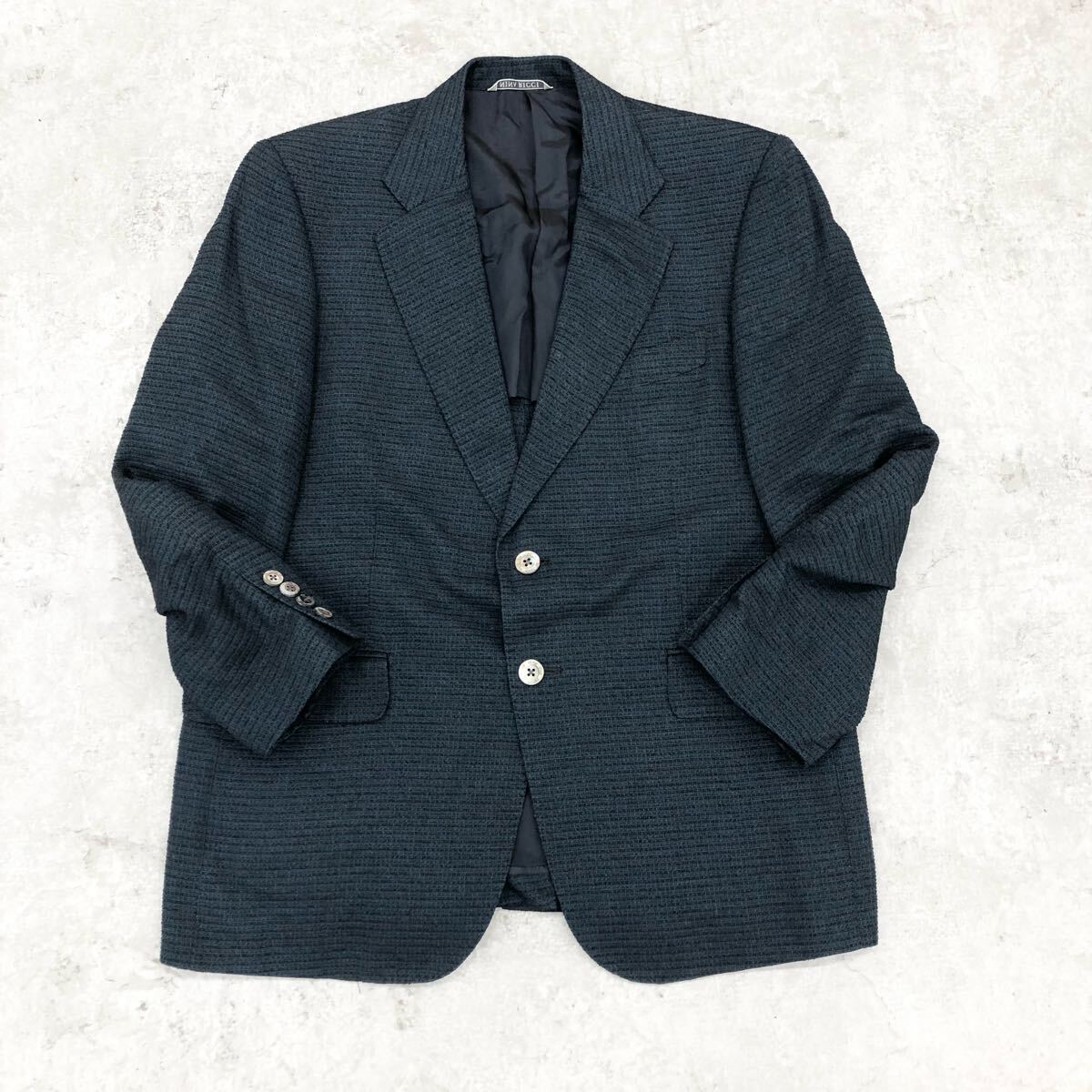 1767〓 NINA RICCI ニナリッチ テーラードジャケット メンズ サイズ44B トップス 上着 ダークグリーン シングルジャケットシルク100%拍卖