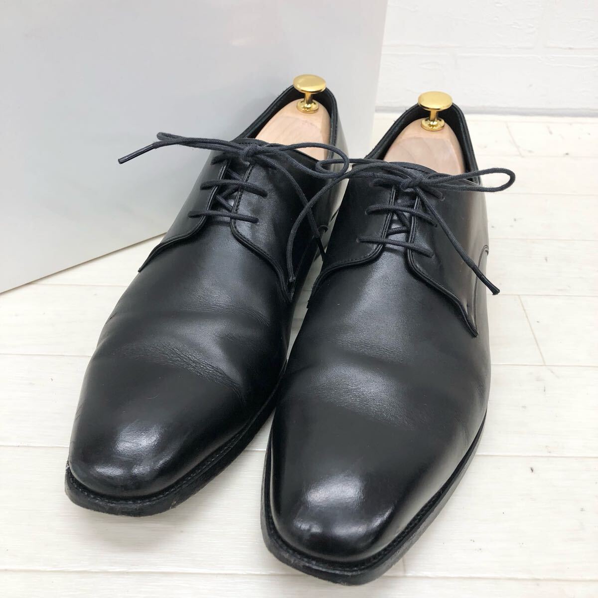 1764〓 箱付き ships レザーシューズ メンズ サイズ9.5 ブラック 靴 革靴 ビジネスシューズ 外羽根 プレーントゥ拍卖