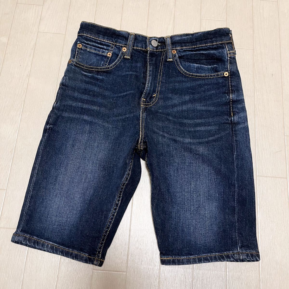 和757★⑦ Levi's 522 リーバイス デニムパンツ ハーフパンツ ジーンズ ジップフライ W28 ブルー メンズ拍卖