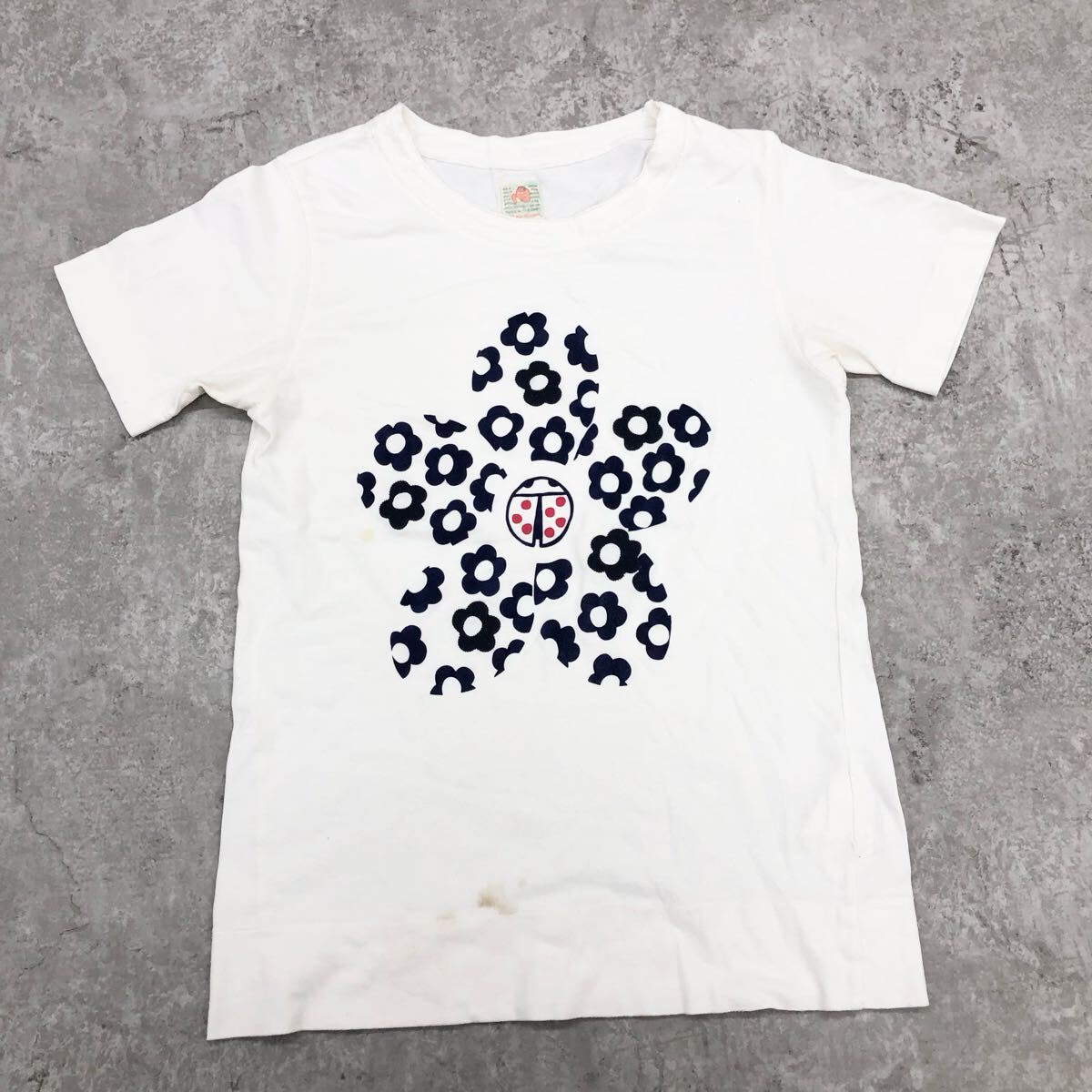 1776〓 BRU NA BOINNE ブルーナボイン 半袖カットソー メンズ サイズXS ホワイト ネイビー Tシャツ 花柄 テントウ虫 カジュアル拍卖