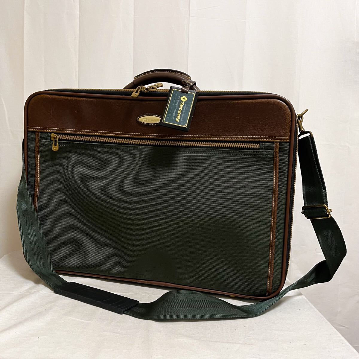 和770★ Samsonite サムソナイト ビジネスバッグ ブリーフケース トラベルバッグ ショルダーバッグ グリーン メンズ 大容量 ビッグ拍卖