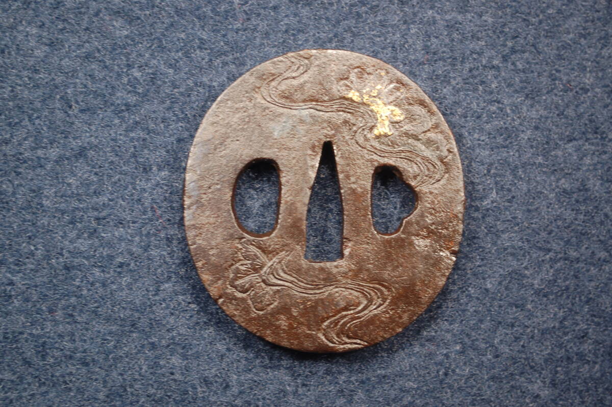 刀装具 鐔 鍔 丸形 象嵌 菊水之図拍卖