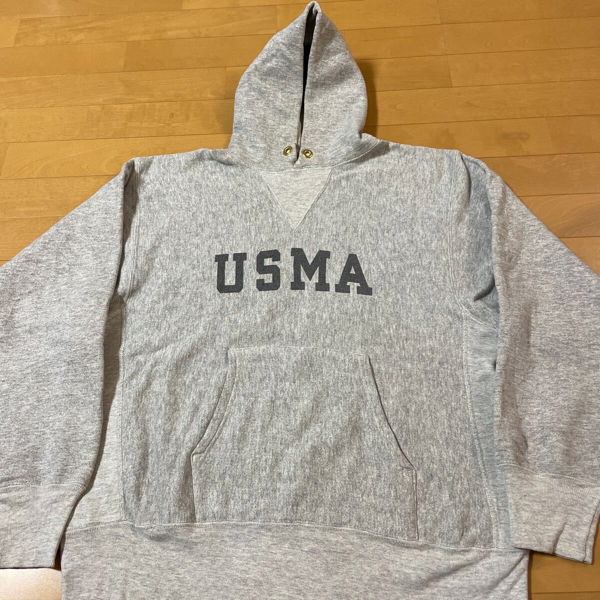 80s デカハトメ USMA 染み込み チャンピオン リバースウィーブ パーカー USA製 ビンテージ スウェット Champion トリコタグ L拍卖