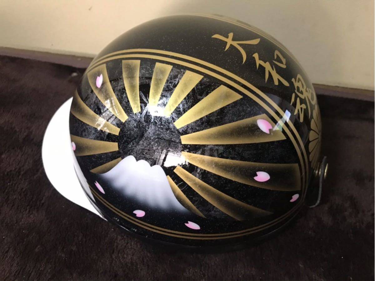 七色ラメ 桜吹雪 大和魂 富士日章 コルク半 ヘルメット 旧車會 暴走族 三段シート ロケットカウル 旭風防 軽スロ拍卖