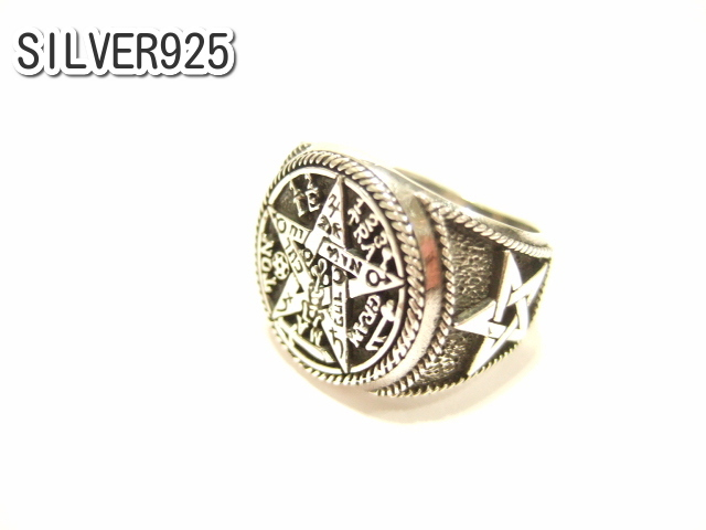 横浜最新 シルバー925SILVER銀リング♪魅惑の五芒星文字 15.5~20号 守護魔除けペンタグラム 送料無料77(サイズを必ずお知らせ下さい)拍卖