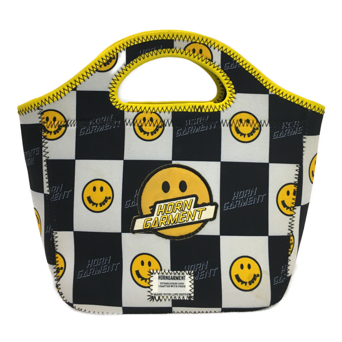 coco 中古【値下げ】ホーンガーメントHORN GARMENTカートバッグ ネオプレーン スマイル柄 ショルダー付 レターパックプラス発送可K017073拍卖